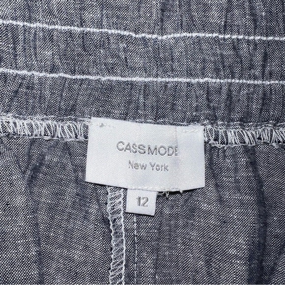 Women’s Cass Mode New York gray elastic waist linen pocket Pants size 12 - Picture 5 of 7